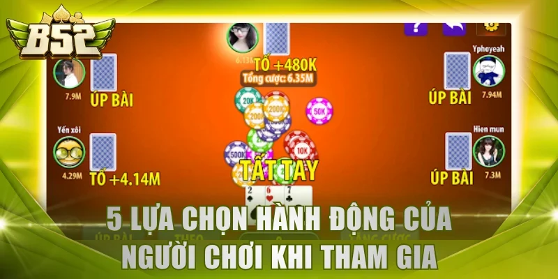 5 lựa chọn hành động của người chơi khi tham gia