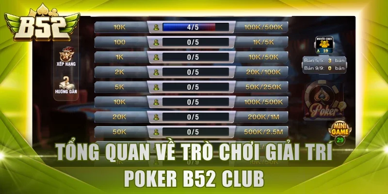 Tổng quan về trò chơi giải trí Poker B52 Club